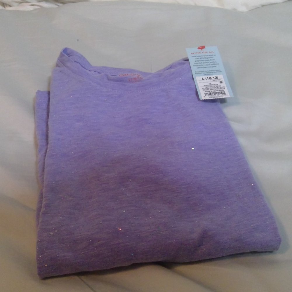 NWT long-sleeved purple sparkle knit shirt